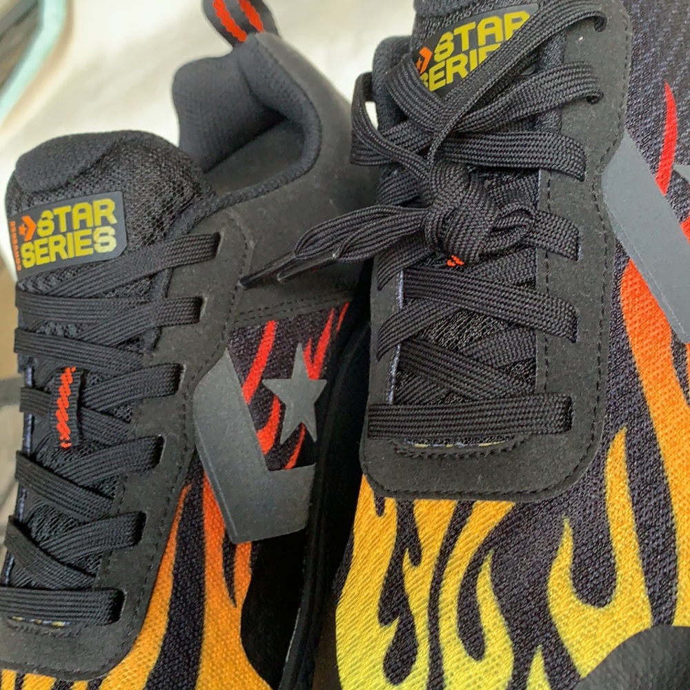 CONVERSE STAR SERIES RN OX BLACK/ENAMEL RED MENS - Picture 10 of 14